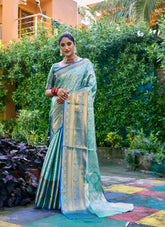 Sea Green Colour Wedding Wear Saree